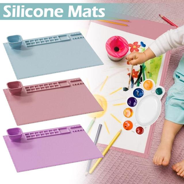 1PC 21x18inches DIY Silicone Painting Mat Palette Kids Graffiti Drawing  Board Oil Painting Board Clay Mat With Cup Paint Holder - AliExpress